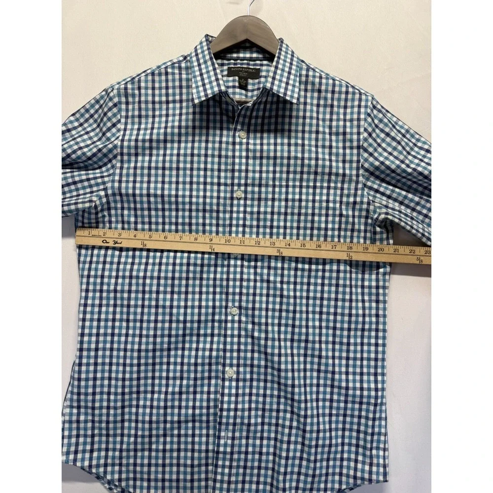 Banana Republic Dress‎ Shirt Mens M 15-15.5 Multi Tartan Plaid Non Iron Slim Fit